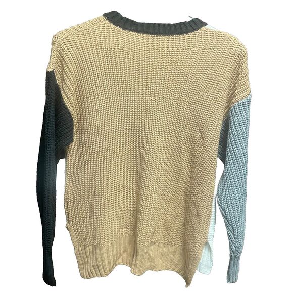 Time and Tru Women’s Large Color Block Sweater NWT Gray Black Brown White - Picture 3 of 3